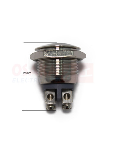 Pulsador Metálico Plano 16mm PBS-28B-16 - vista lateral