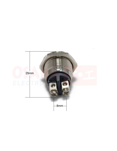 Pulsador Metálico Plano 16mm PBS-28B-16 - vista atras
