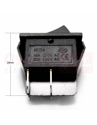 Switch Interruptor Balancín negro 4 pines 2 posiciones - vista lateral