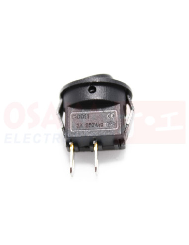 Switch Interruptor Balancín Mini redondo negro 2 posiciones 2 pines - vista lateral