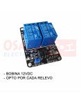 Modulo Relé 2 Canales 12VDC con Optoacoplador - vista principal Modulo Relé 2 Canales 12VDC con Optoacoplador - vista principal