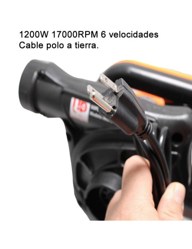 Imagen de Sopladora Aspiradora Blower para PC 1200W 6 velocidades - vista cable poder