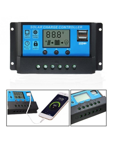 Imagen de Controlador Regulador Solar PWM  12V 24V 10A - vista final