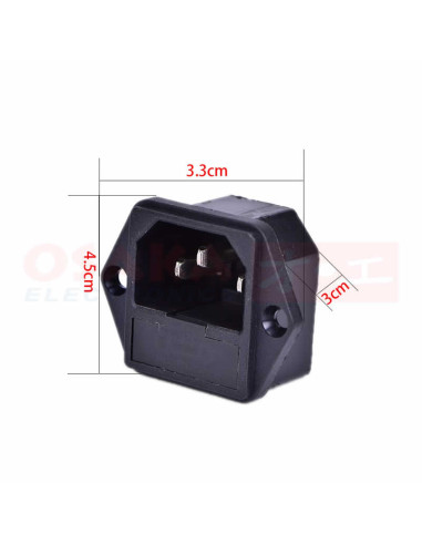 Imagen de Toma Chasis Portafusible AC-03 - vista con medidas