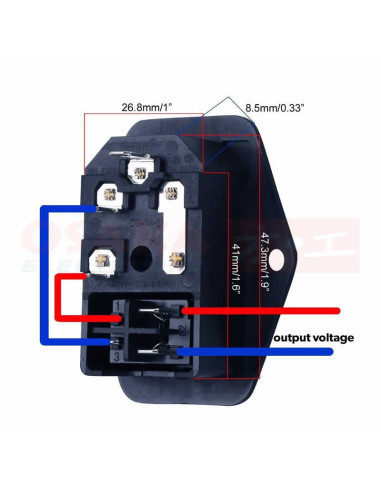 Imagen de Toma Chasis Portafusible y Switch AC-01A - vista final