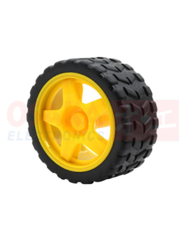 Imagen de Rueda Amarilla 65mm para Motor Reductor - vista lateral