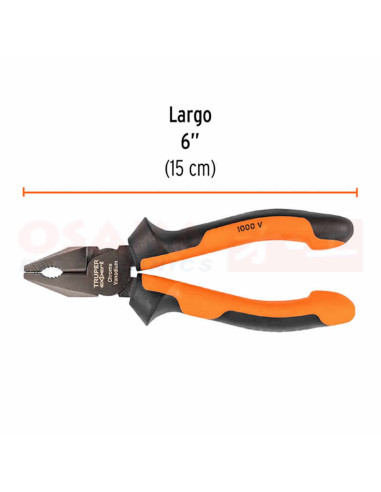 Imagen de Alicate para Electricidad 6" TRUPER / 12347 - vista con medida