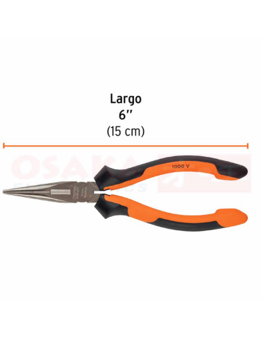 Imagen de Alicate Punta Larga 6” TRUPER /17334 - vista con medidas