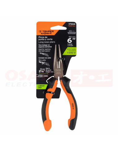 Imagen de Alicate Punta Larga 6” TRUPER /17334 - vista con empaque