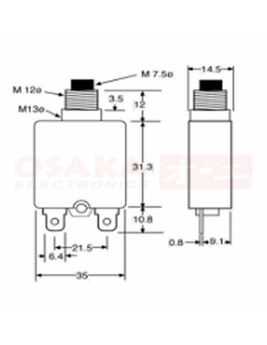 Imagen de Breaker 20A Grande - vista con medidas