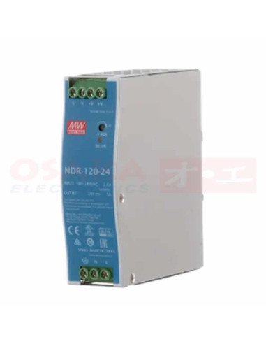 Imagen de Fuente Switchada Riel Meanwell 24V 5A -vista lateral