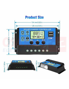 Imagen de Controlador Regulador Solar PWM 12/24V 20A - vista principal 2