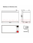 Imagen de Batería Seca AGM 12V 7.5A UP - vista medidas