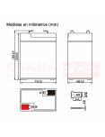 Imagen de Batería Seca AGM 6V 5A UP - vista con medidas