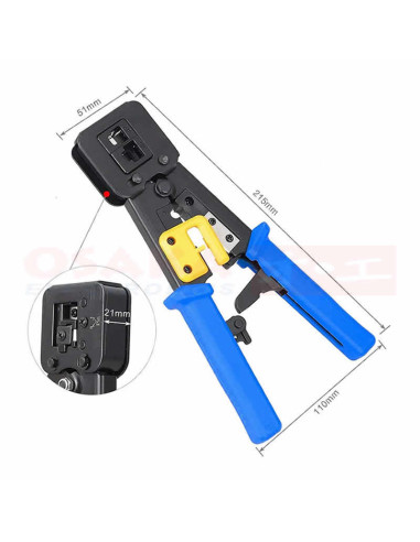 Imagen de Ponchadora Pelacable Lateral RJ45 - vista con medidas