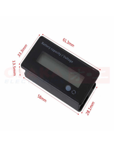 Imagen de Voltímetro Batería 12-84VDC Verde - vista con medidas