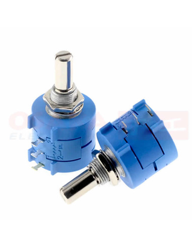 Imagen de Potenciómetro lineal 5K 10 vueltas - vista frontal lateral