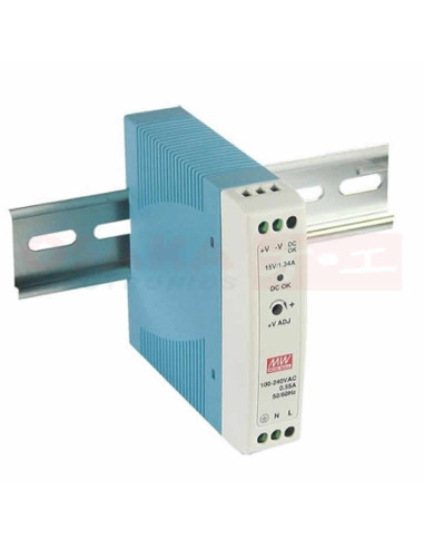 Imagen de Fuente Voltaje Riel MEANWELL 12V 1.67A - vista con riel