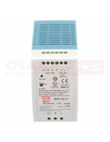 Imagen de Fuente Voltaje Riel MEANWELL 12V 7.5A - vista frontal