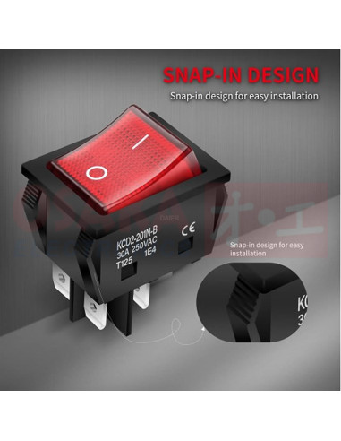 Imagen de Switch Balancín 2 posiciones 4 pines 30A KCD2-201N-B - vista final