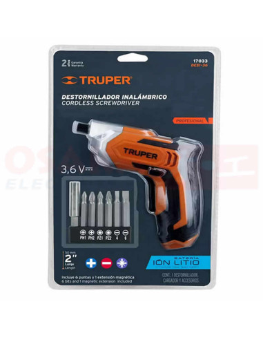 Imagen de Destornillador Inalámbrico 3.6V 1/4 TRUPER - vista empaque