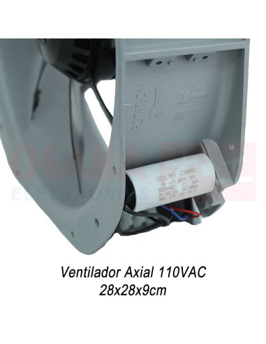Imagen de Ventilador Axial Metálico Balinera 280x89 110V UP - vista conexiones