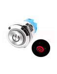 Imagen de Switch Interruptor 19mm 12V a 24V Luz Roja IP65 - vista luz encendida