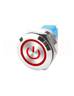 Imagen de Switch Interruptor 19mm 12V a 24V Luz Roja IP65 - vista principal
