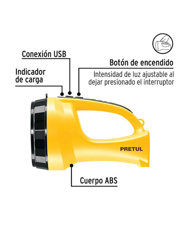 Imagen de Linterna Recargable LED 260 lmx PRETUL LIRE-145P - vista descripcion