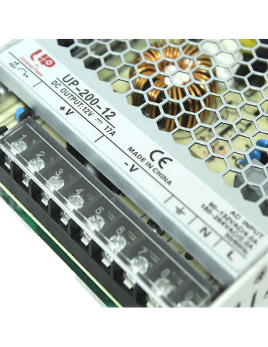 Imagen de Fuente Switchada Conmutada UP 12V 17A UP-200-12 - vista etiqueta