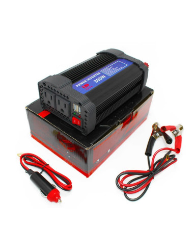 Imagen de Inversor de Voltaje 24V 300W Universal Power con cables de iniciar y empaque