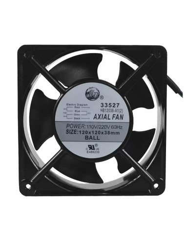 Imagen de Ventilador Axial Balinera Dual 110/220VAC 120X120X38mm EBC 33527 - vista frontal