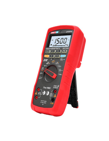 Imagen de Multímetro Digital UNI-T UT197PV True RMS - vista frontal con soporte