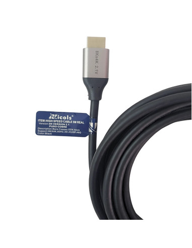 Imagen de Cable HDMI 8K 48Gbps Ultra HD 5mtr Nicols 300194 - vista conector