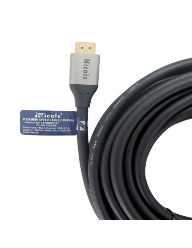Imagen de Cable HDMI 8K 48Gbps Ultra HD 7.5mtr Nicols 300195 - vista principal
