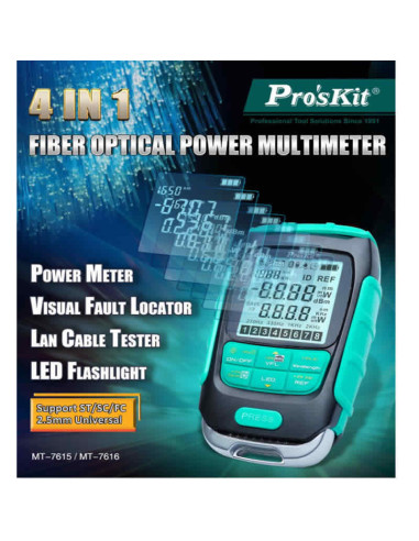 Imagen de Medidor de Potencia de Fibra Óptica 4 en 1 15mW Proskit MT-7615 - vista final
